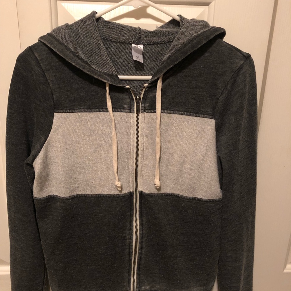 Alternative zip up size small gray and white